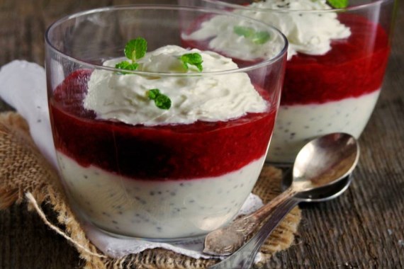 Быстрый десерт с чиа и фруктами - рецепт с фото