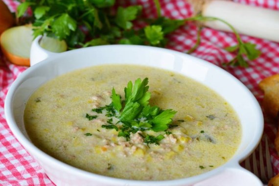 Мясной суп с луком пореем - рецепт с фото