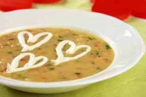 Суп из красной чечевицы с лососем 
