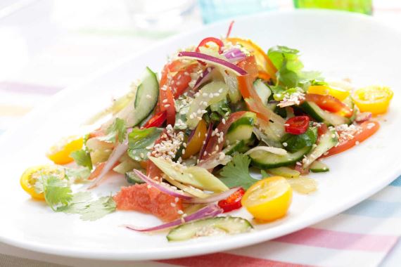 Рецепт Пряный овощной салат с цитрусовой заправкой