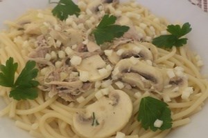 Спагетти с курицей и грибами (фото)