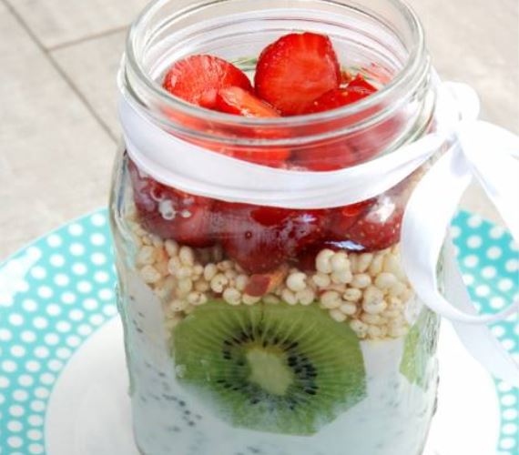Йогурт с чиа и фруктами для завтрака - рецепт с фото