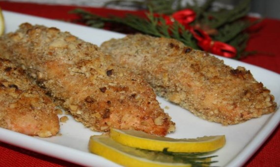 Филе лосося, запеченное в ореховой панировке - рецепт с фото