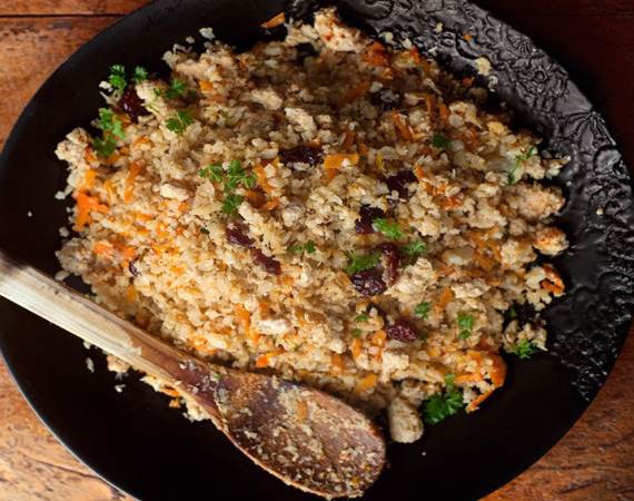 Рецепт Вкусный фарш из индейки с овощами на сковороде